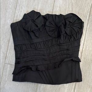 BcbgMaxAzria Corset Floral Strapless Top in black size XXS